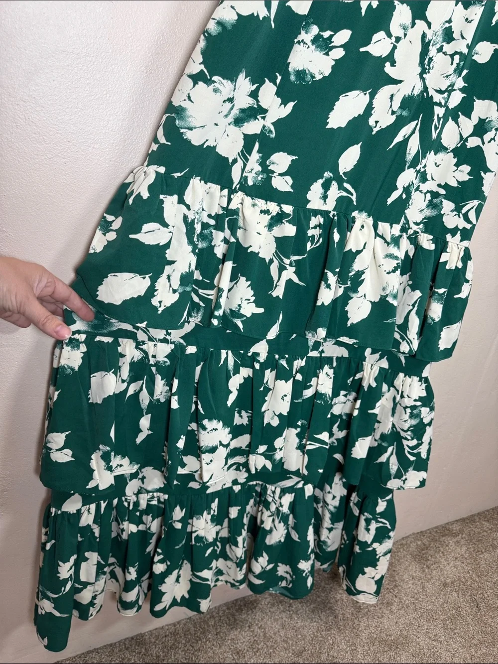 Abercrombie & Fitch floral maxi dress M satin formal tiered green cottagecore